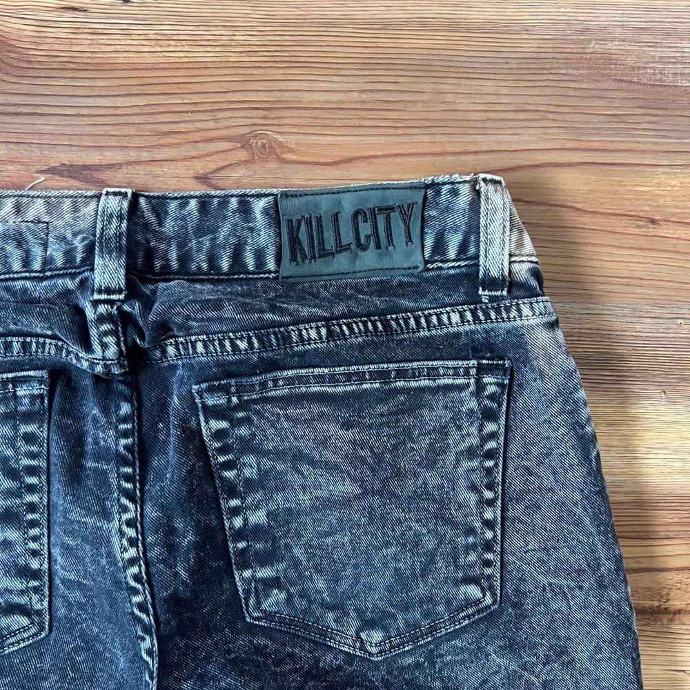Kill City Lip Service Junkie Jeans Mens Black Acid Wash Slim Punk Made in USA 32 - Picture 13 of 16